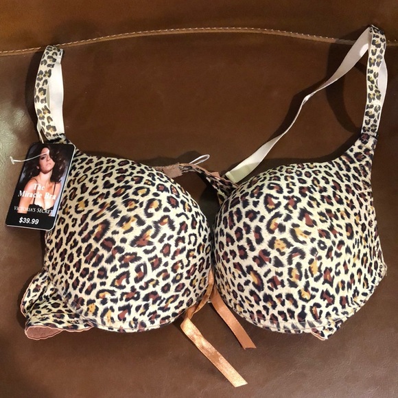 NWT Victoria secret miracle bra padded push up leopard pattern 32B - Picture 1 of 6